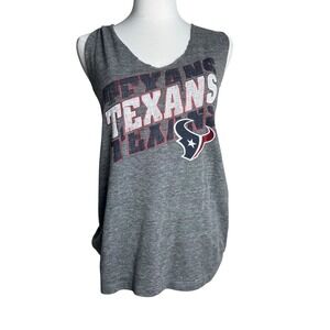 Houston Texans Womens Cut Off Tank Top  Size XL Gray Knot Racerback Handmade NFL